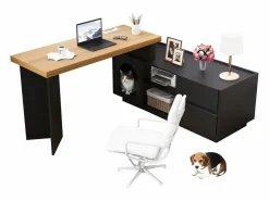 Escritorio Secreter|Escritorio de esquina con caseta para mascotas integrada – 120x50 cm, MDF, flexible, diseño en L o lineal, y roble (120x50x72 cm)