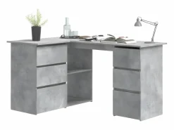 Escritorio de esquina contrachapada hormigón 145x100x76 cm^Clicnbuy Discount