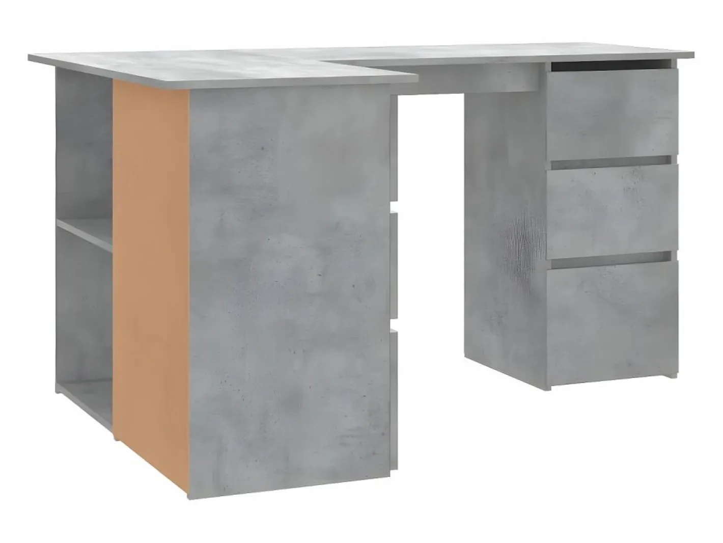 Escritorio de esquina contrachapada hormigón 145x100x76 cm^Clicnbuy Discount