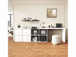 Escritorio de esquina con tablero giratorio 360° - 140 x 120 x 78 cm - En forma de L o recto - con 4 compartimentos + 4 cajones - MDF -^Merax Hot