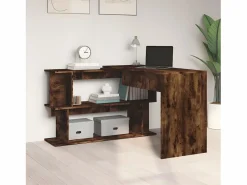 Clicnbuy Escritorio Rinconero|Escritorio de esquina contrachapada roble ahumado 200x50x76 cm