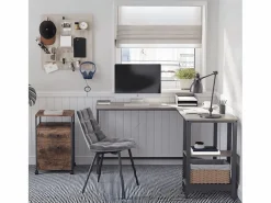 Calicosy Escritorio Rinconero|Escritorio de esquina con estante de 2 niveles estilo industrial
