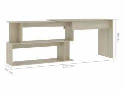 Escritorio de esquina contrachapada color roble 200x50x76 cm^Clicnbuy Online