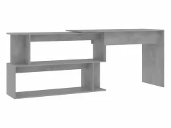 Escritorio de esquina contrachapada hormigón 200x50x76 cm^Clicnbuy Outlet