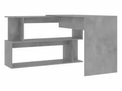 Escritorio de esquina contrachapada hormigón 200x50x76 cm^Clicnbuy Outlet