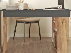 Escritorio de esquina con compartimentos antracita y natural - LILEUL^Vente-unique Discount