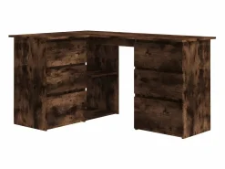 Clicnbuy Escritorio Rinconero|Escritorio de esquina contrachapada roble ahumado 145x100x76cm