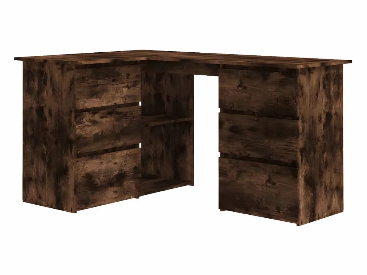 Clicnbuy Escritorio Rinconero|Escritorio de esquina contrachapada roble ahumado 145x100x76cm