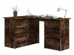Clicnbuy Escritorio Rinconero|Escritorio de esquina contrachapada roble ahumado 145x100x76cm