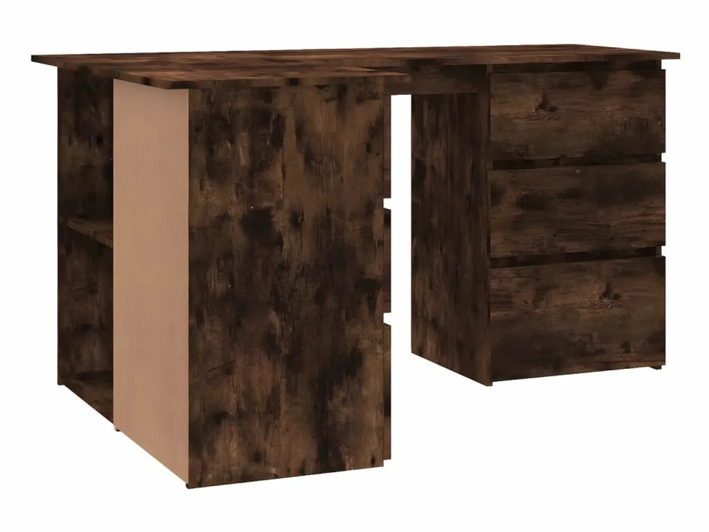 Clicnbuy Escritorio Rinconero|Escritorio de esquina contrachapada roble ahumado 145x100x76cm