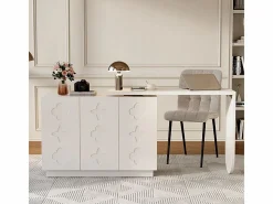 DripeX Escritorio de esquina extensible - con 3 puertas en MDF - función giratoria - - 110x40x75cm Blanco Hot