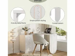 DripeX Escritorio de esquina extensible - con 3 puertas en MDF - función giratoria - - 110x40x75cm Blanco Hot