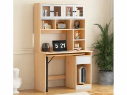 Hauss Spole Escritorio de esquina extensible con tablero giratorio, gran espacio de almacenamiento integrado, en MDF natural claro - 110x55x180cm Color natural claro Hot