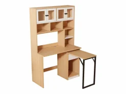 Hauss Spole Escritorio de esquina extensible con tablero giratorio, gran espacio de almacenamiento integrado, en MDF natural claro - 110x55x180cm Color natural claro Hot