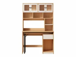 Hauss Spole Escritorio de esquina extensible con tablero giratorio, gran espacio de almacenamiento integrado, en MDF natural claro - 110x55x180cm Color natural claro Hot