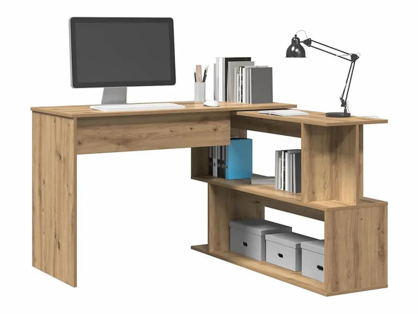 Clicnbuy Escritorio de esquina madera contrachapada 200,5x50x76 cm Marru00f3n Best