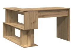Clicnbuy Escritorio de esquina madera contrachapada 200,5x50x76 cm Marru00f3n Best