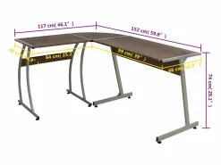 Clicnbuy Escritorio de esquina madera de ingeniería marrón Marru00f3n Discount