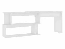 Clicnbuy Escritorio de esquina madera contrachapada 200x50x76 cm Blanco Outlet