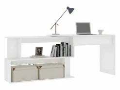 Clicnbuy Escritorio de esquina madera contrachapada 200x50x76 cm Blanco Outlet