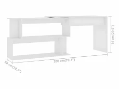 Clicnbuy Escritorio de esquina madera contrachapada 200x50x76 cm Blanco Outlet