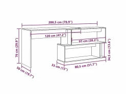 Clicnbuy Escritorio de esquina madera contrachapada madera envejecida Marru00f3n Best