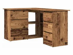 Clicnbuy Escritorio de esquina madera contrachapada madera envejecida Marru00f3n Best