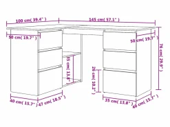 Clicnbuy Escritorio Rinconero|Escritorio de esquina madera contrachapada 145x100x76 cm