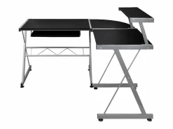 Clicnbuy Escritorio de esquina madera contrachapada 132x112x99cm Negro Hot