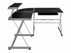 Clicnbuy Escritorio de esquina madera contrachapada 132x112x99cm Negro Hot