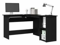 Clicnbuy Escritorio de Esquina Roble 120 x 140 x 75 cm Negro Discount