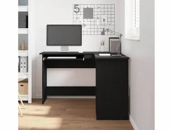 Clicnbuy Escritorio de Esquina Roble 120 x 140 x 75 cm Negro Discount