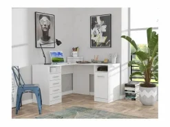 Escritorio de esquina TOLEDE con 1 puerta y 4 cajones - - L 125 x P 125 x H 75 cm^ Clearance