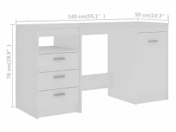 Clicnbuy Escritorio de madera contrachapada 140x50x76 cm Blanco Hot