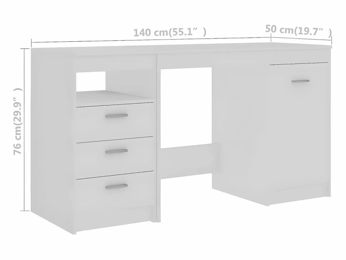Clicnbuy Escritorio de madera contrachapada 140x50x76 cm Blanco Hot