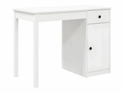 Clicnbuy Escritorio de madera maciza de pino 100x50x75 cm Blanco Best