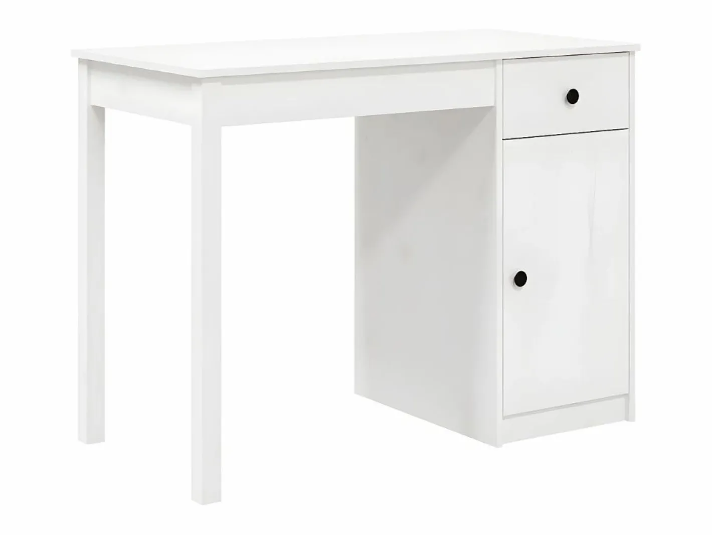 Clicnbuy Escritorio de madera maciza de pino 100x50x75 cm Blanco Best
