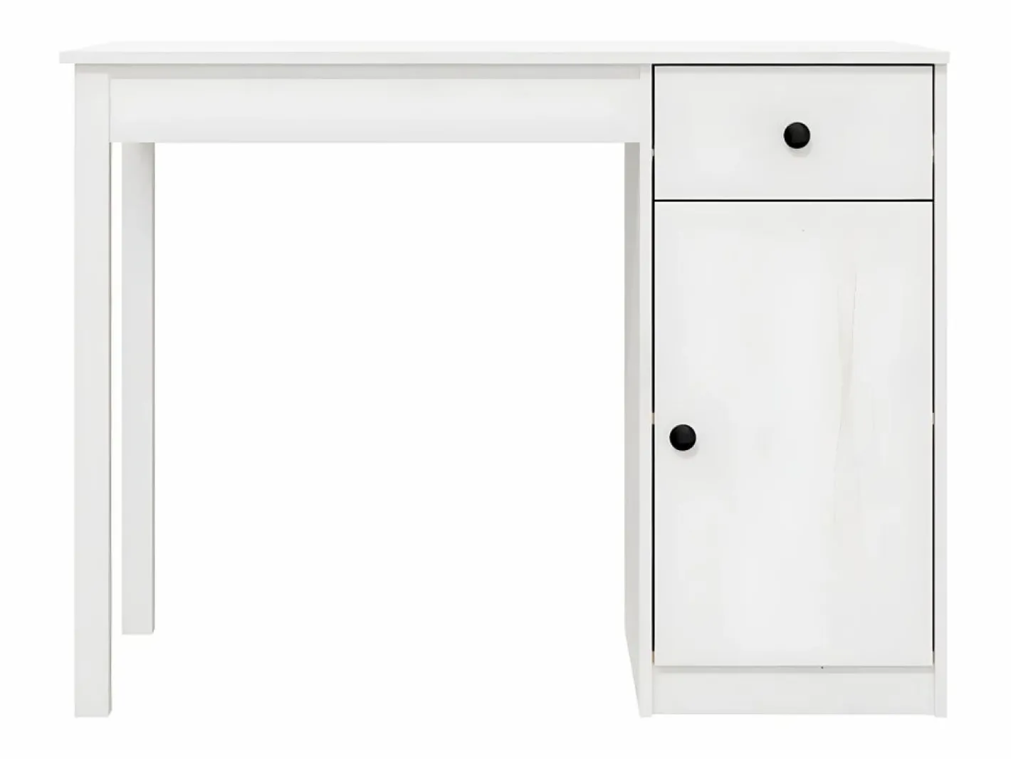 Clicnbuy Escritorio de madera maciza de pino 100x50x75 cm Blanco Best