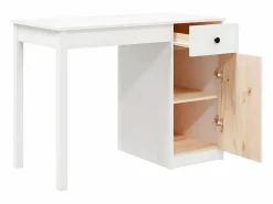Clicnbuy Escritorio de madera maciza de pino 100x50x75 cm Blanco Best