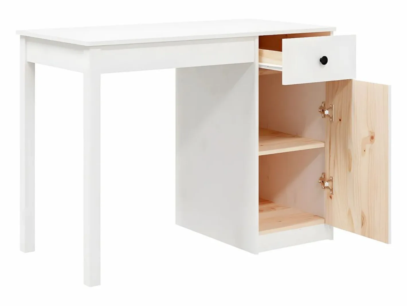 Clicnbuy Escritorio de madera maciza de pino 100x50x75 cm Blanco Best