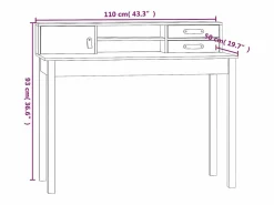 Escritorio de madera maciza de pino 110x50x93 cm^Clicnbuy Best