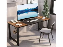 Escritorio de oficina diseño industrial de metal soporte auriculares 160x60 Stuttgart Marru00f3n Discount