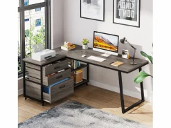 Tribesigns Mesa De Ordenador|Escritorio de oficina en forma de L, escritorio de computadora de esquina reversible con 3 cajones para archivos