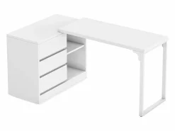 Tribesigns Escritorio de oficina en forma de L con cajones y estanterías, escritorio de esquina reversible Blanco Clearance