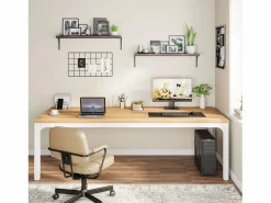 Tribesigns Mesa De Ordenador|Escritorio de oficina en casa para 2 personas, escritorio de computadora extra largo de 200 cm, estación de trabajo doble para oficina en casa