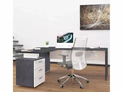 Web furniture Escritorio Rinconero|Escritorio de oficina moderno con cómoda de 3 cajones New Selina Report 180x160 cm