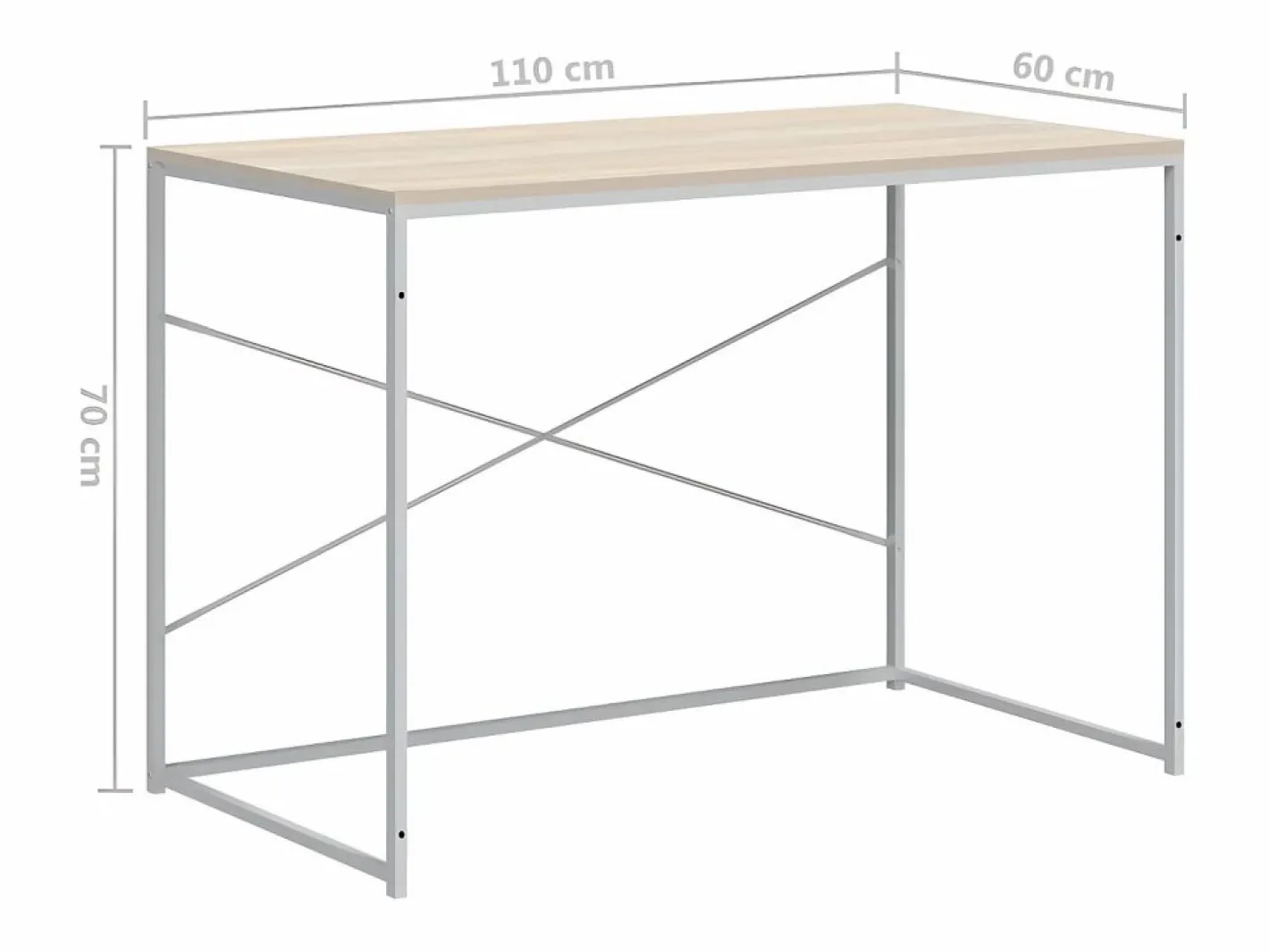 Clicnbuy Escritorio de ordenador aglomerado blanco y roble 110x60x70 cm Marru00f3n Outlet