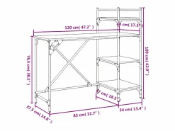 Escritorio de ordenador con estantes roble marrón 120x47x109 cm^Clicnbuy Best