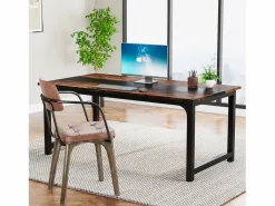 Tribesigns Mesa De Ordenador|Escritorio de ordenador moderno, 160 x 80 cm, Gran escritorio, Mesa de ordenador, Escritorio de estudio, Puesto de trabajo para oficina en casa, Rústico/Negro