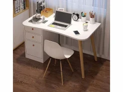 Escritorio de ordenador para el hogar o la oficina con cajones s mesa de 100 cm loft estilo escandinavo Blanco Outlet